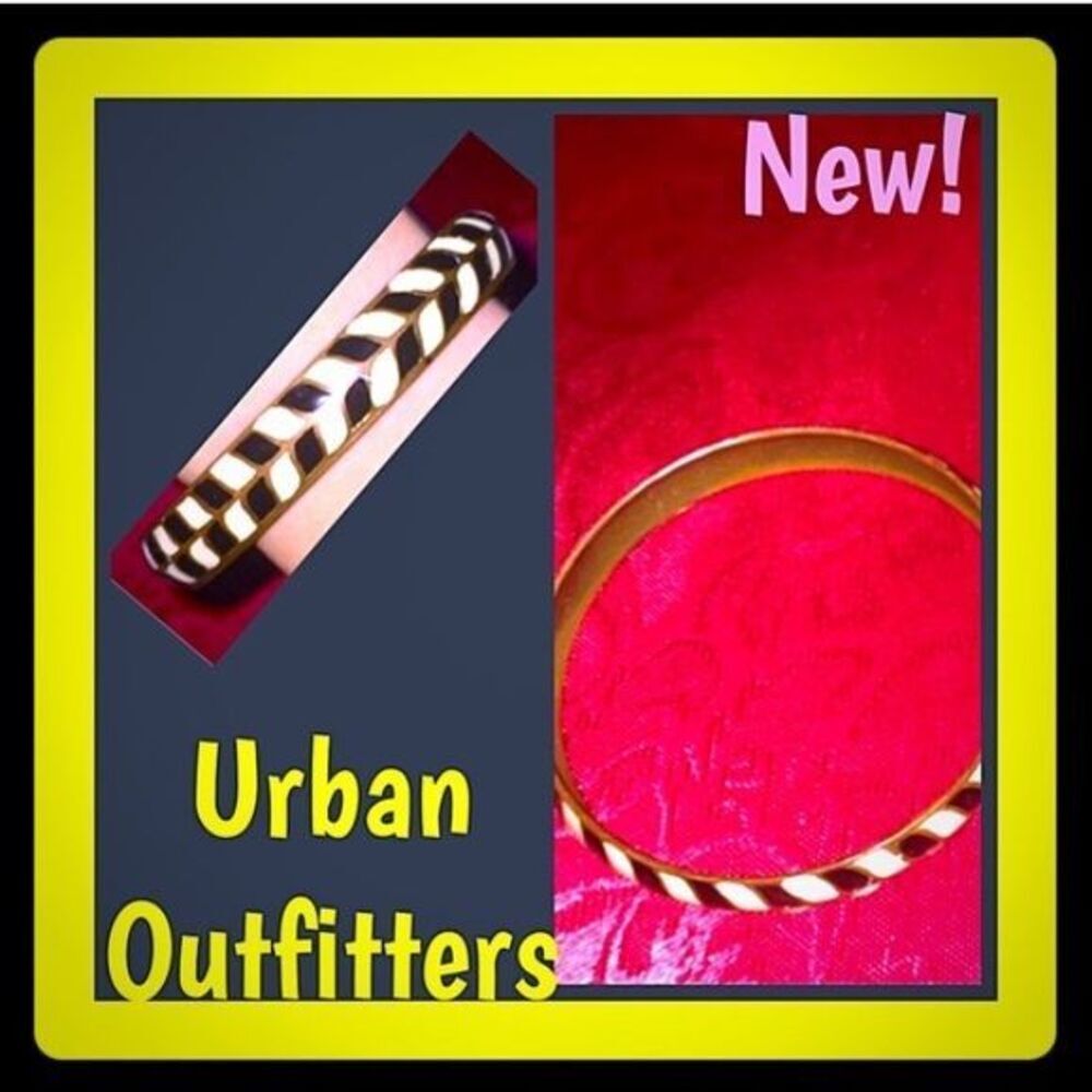 Black Cream Gold Tricolor Urban Outfitters Bangle Bracelet. - Picture 2 of 4